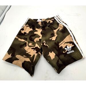 Adidas Kids Camo Shorts With White Stripes & Trefoil Logo, Sz. 12M